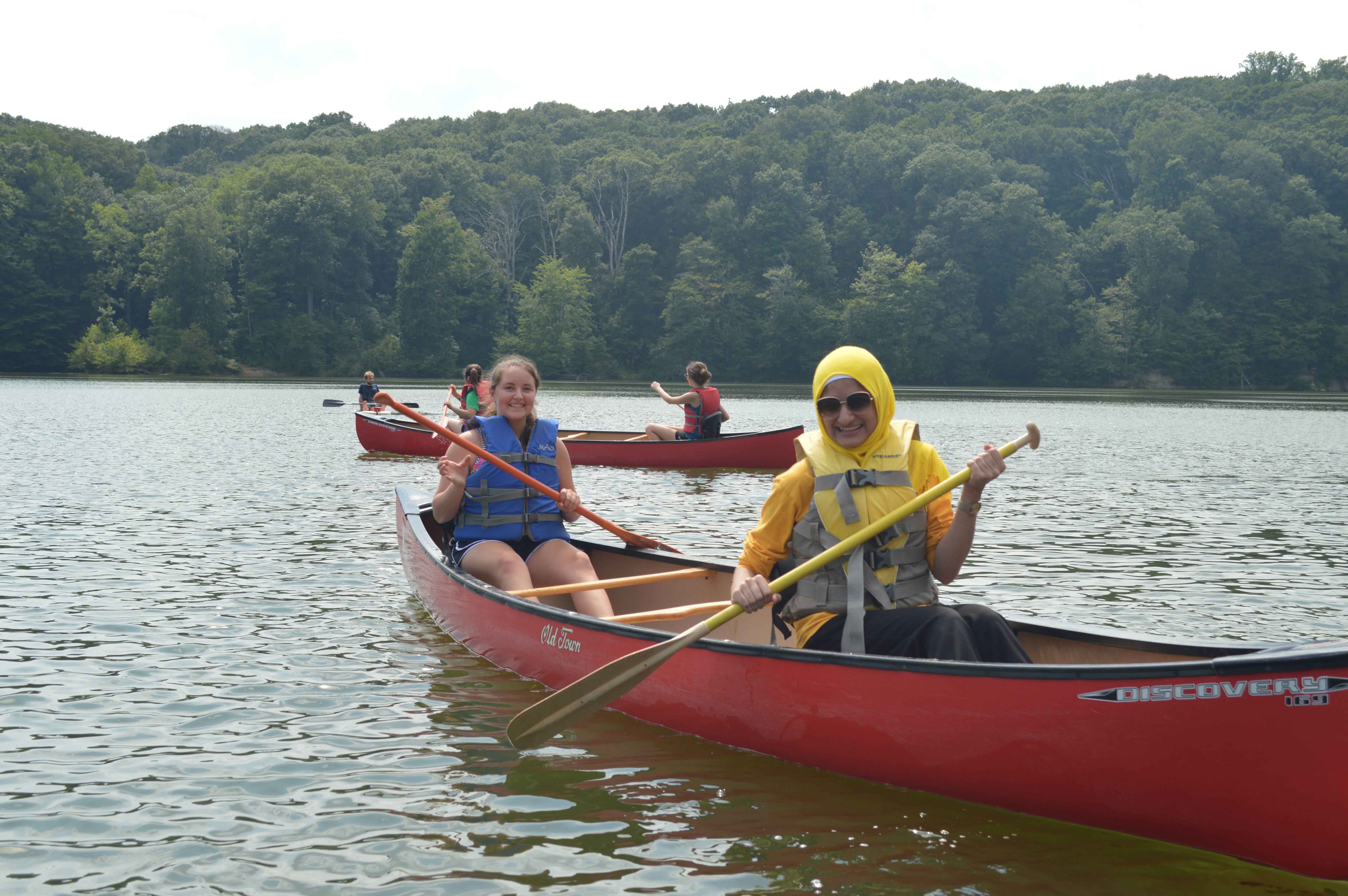 Two Women in Stem Students ride in a kayak